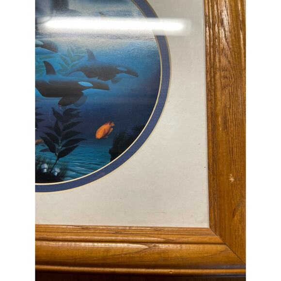Wyland Print Orca Journey 1990 12x12 Wood Frame Stunning Y2K - Picture 5 of 7
